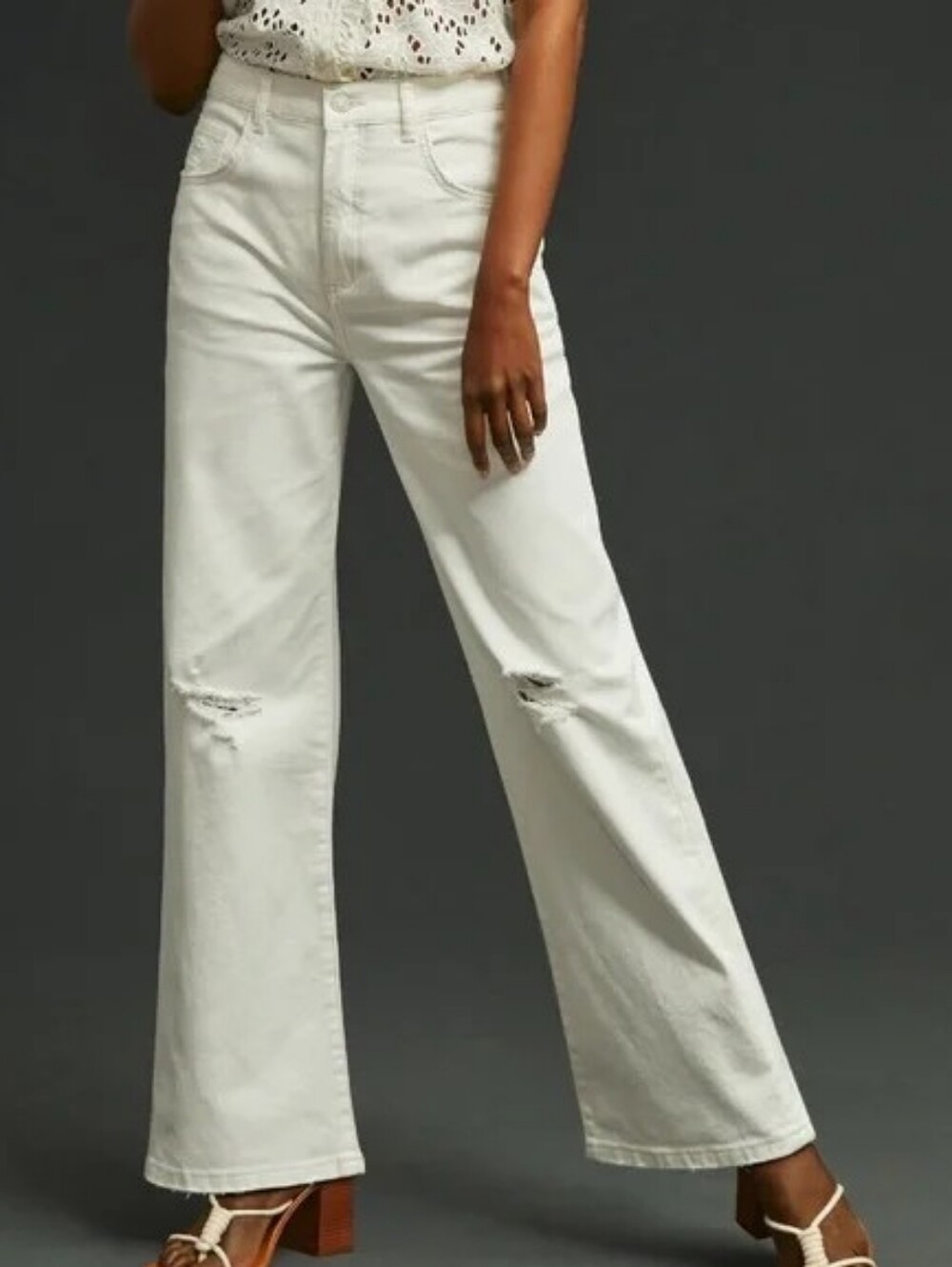 Anthropologie Pilcro The Joey High Rise Straight Leg Jeans White Size 30